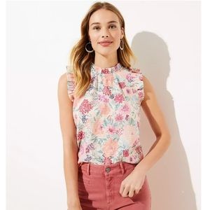 LOFT Floral Ruffle Shell